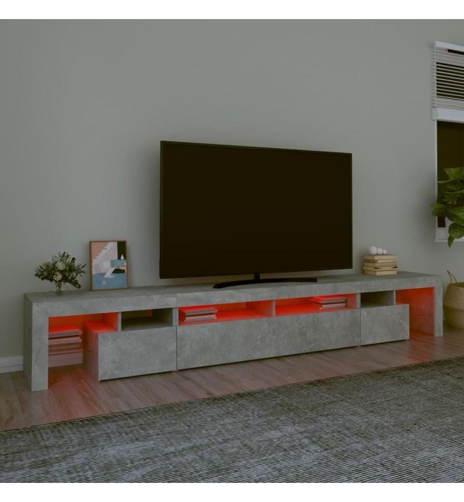 TV-Schrank mit LED-Leuchten Betongrau 260x36,5x40 cm