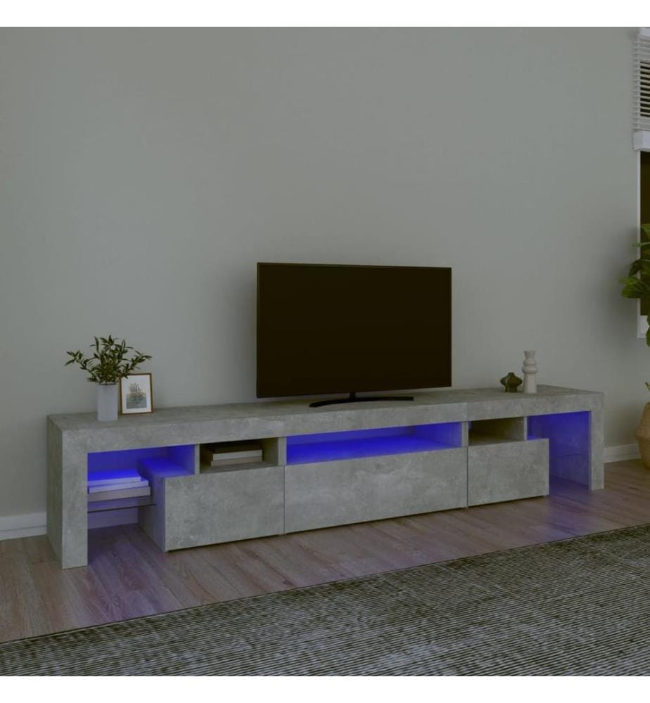 TV-Schrank mit LED-Leuchten Betongrau 215x36,5x40 cm