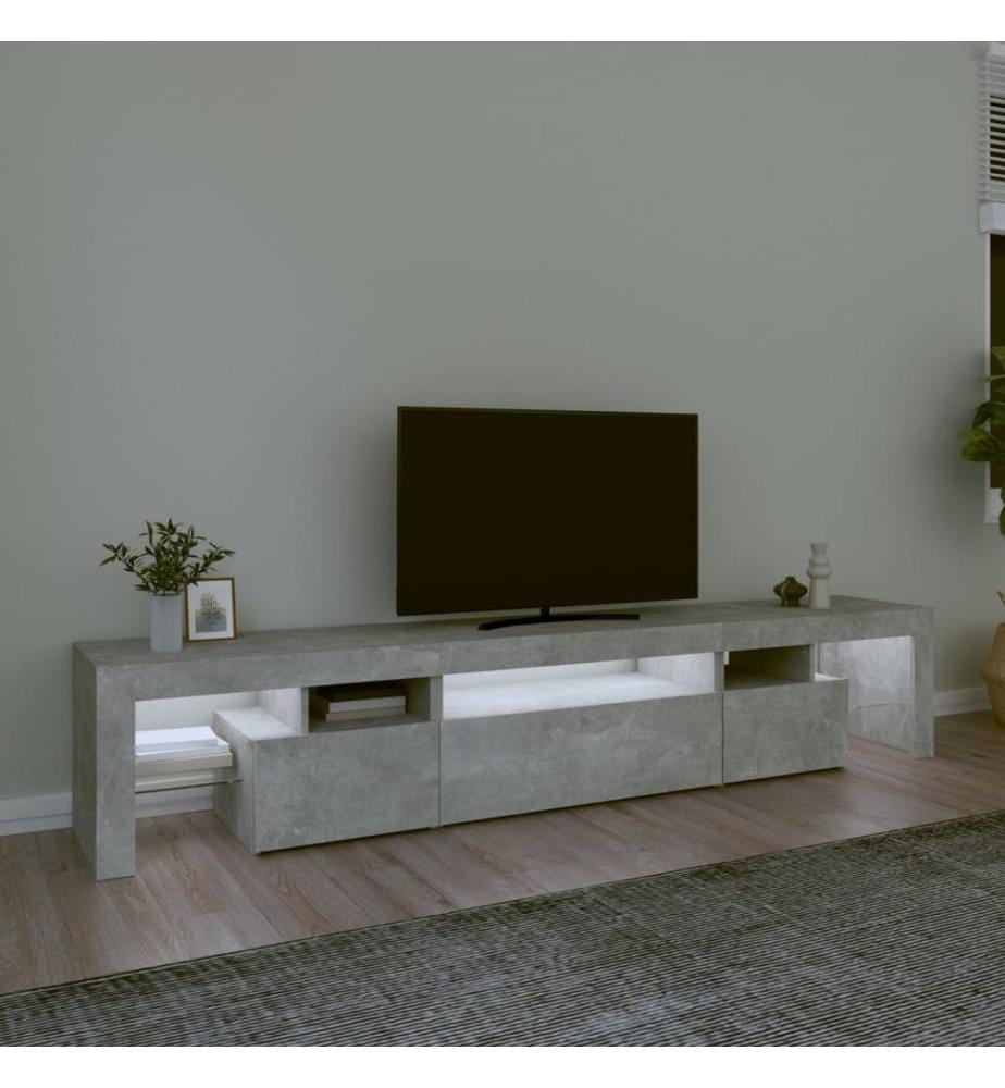TV-Schrank mit LED-Leuchten Betongrau 215x36,5x40 cm