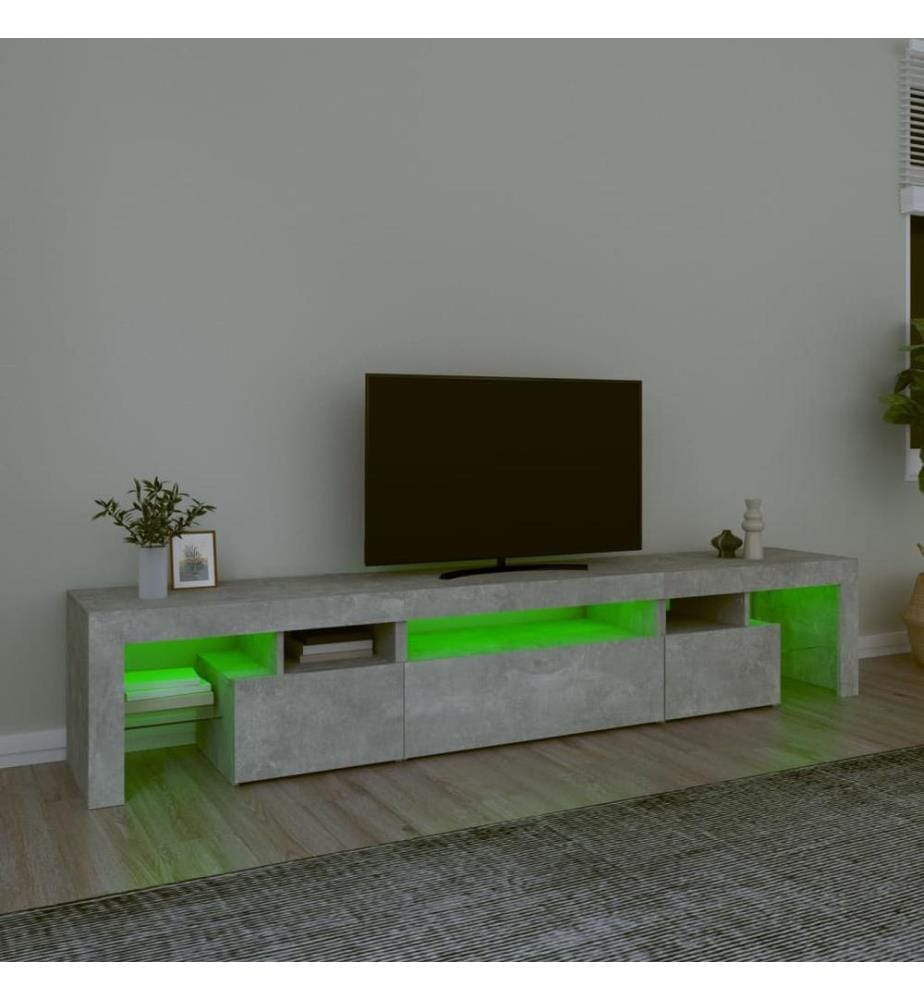 TV-Schrank mit LED-Leuchten Betongrau 215x36,5x40 cm