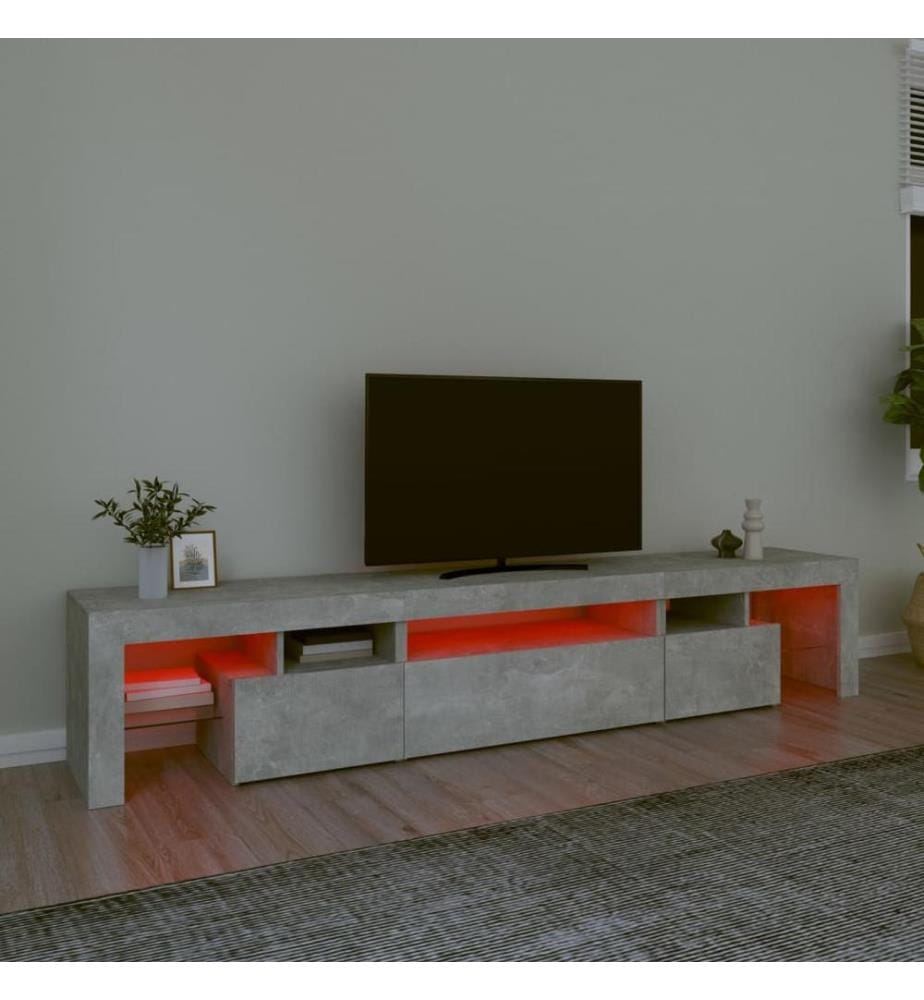 TV-Schrank mit LED-Leuchten Betongrau 215x36,5x40 cm