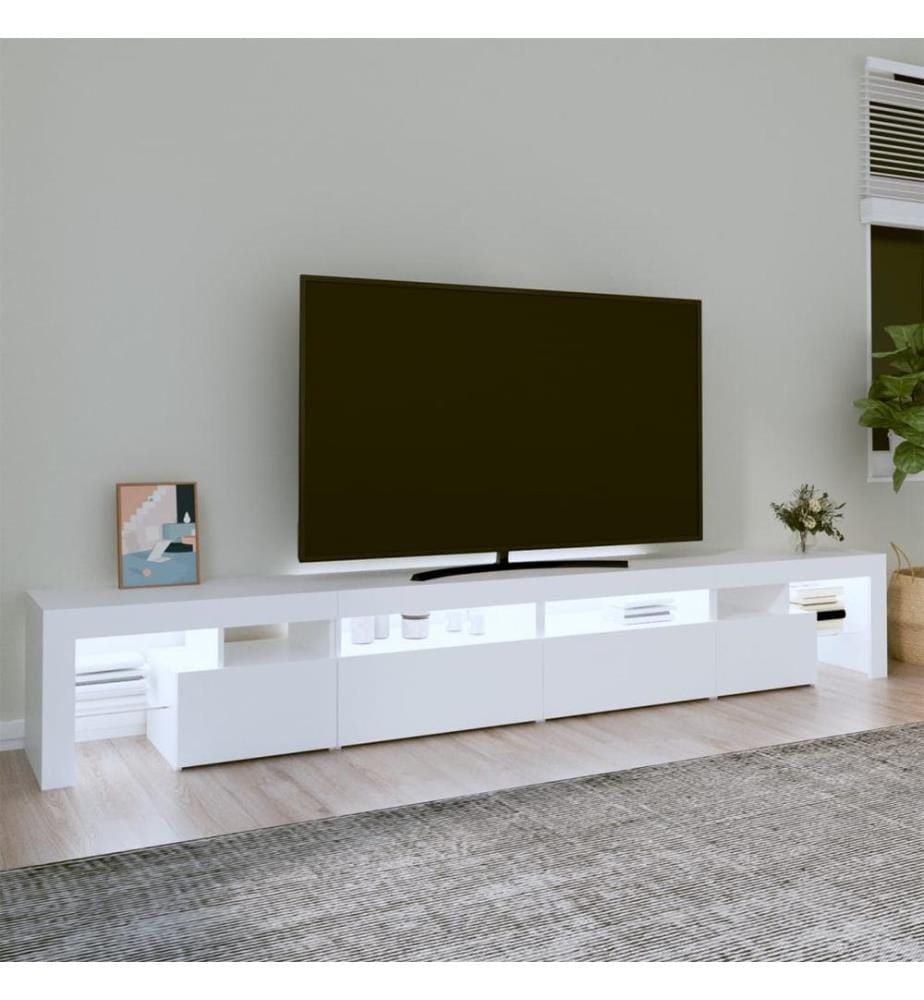 TV-Schrank mit LED-Leuchten Weiss 260x36,5x40 cm