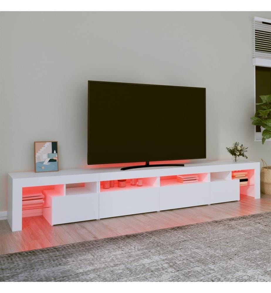 TV-Schrank mit LED-Leuchten Weiss 260x36,5x40 cm