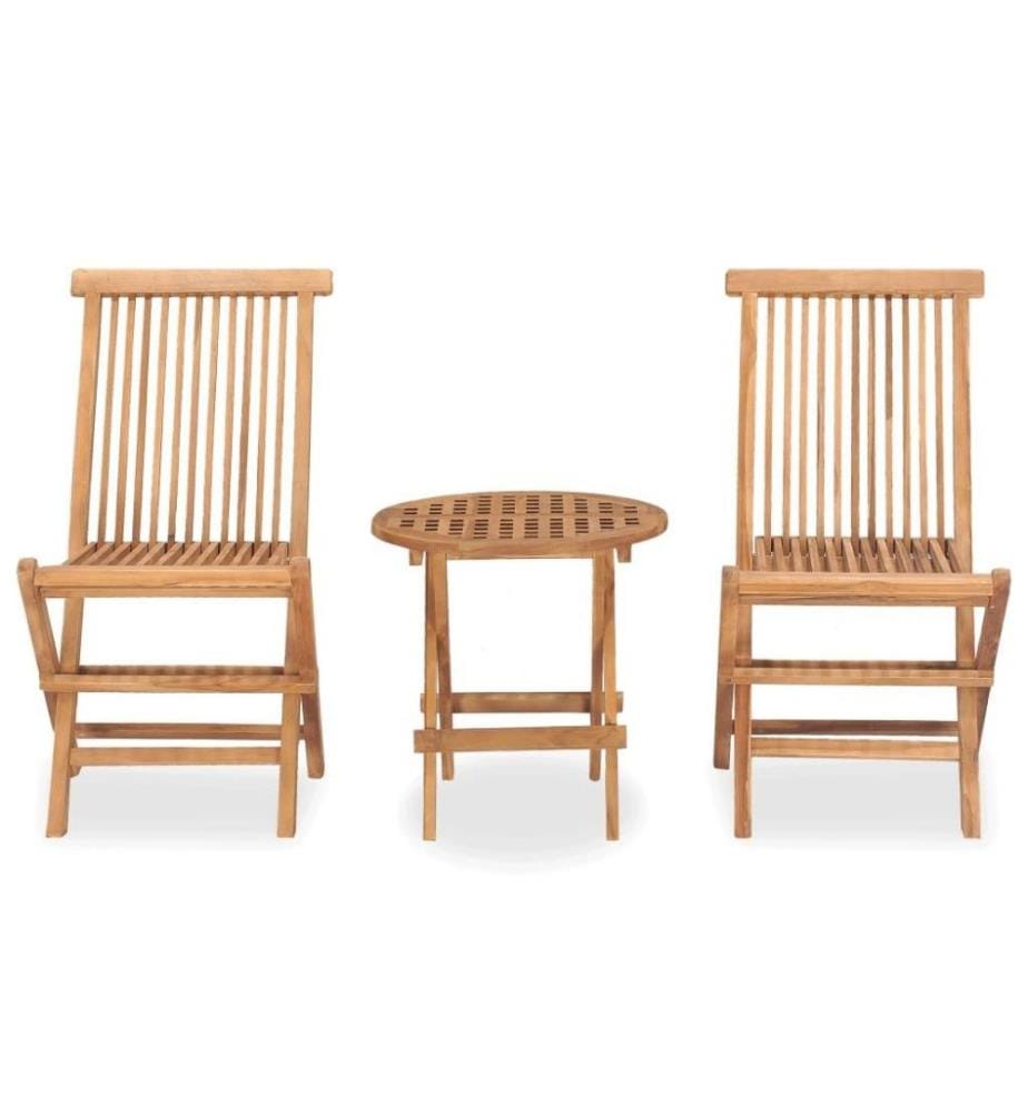 3-tlg. Garten-Essgruppe Klappbar Massivholz Teak