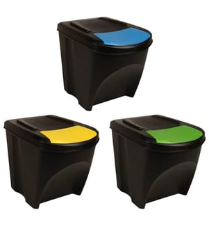 Stapelbare Mülleimer 3 Stk. Anthrazit 75 L