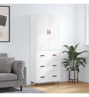 Highboard Weiss 69,5x34x180 cm Holzwerkstoff