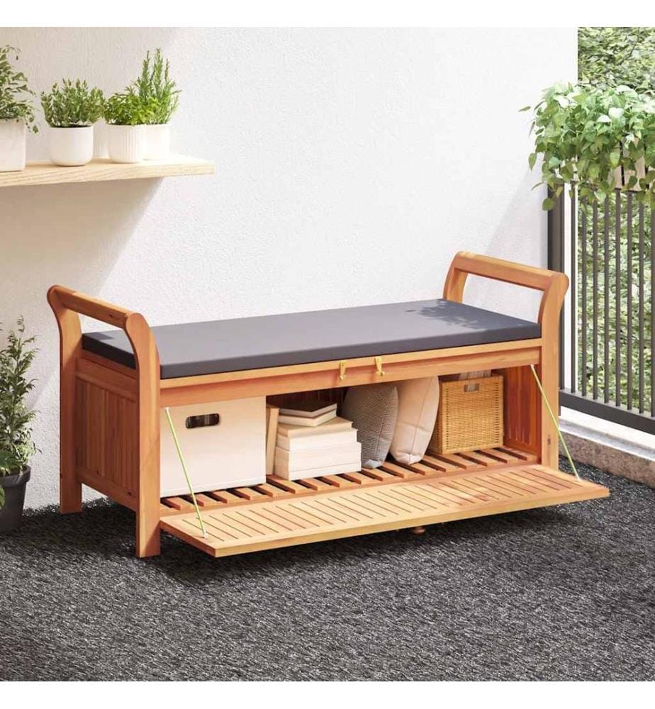 Garten-Truhenbank mit Kissen 126 cm Massivholz Akazie