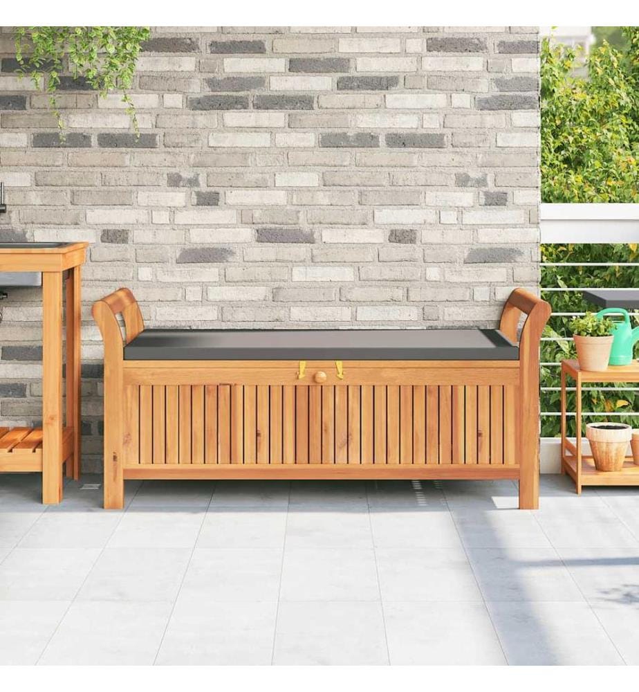 Garten-Truhenbank mit Kissen 126 cm Massivholz Akazie