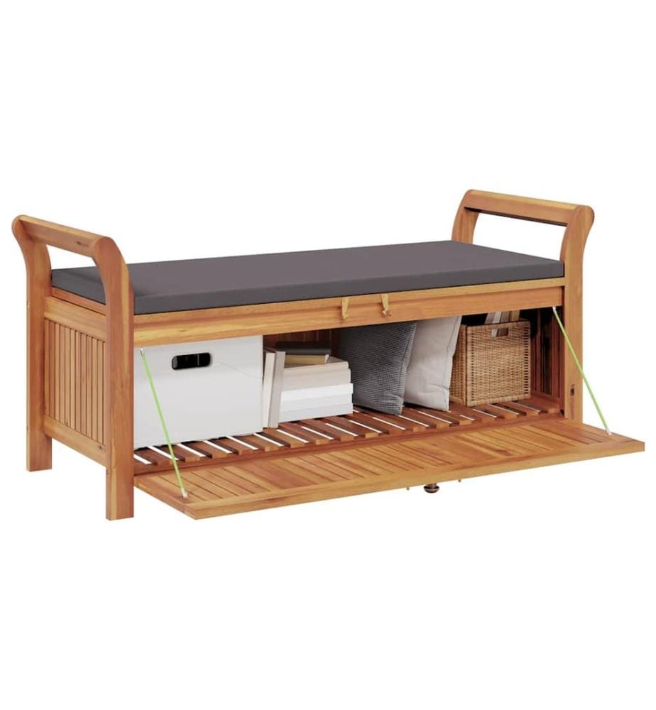 Garten-Truhenbank mit Kissen 126 cm Massivholz Akazie