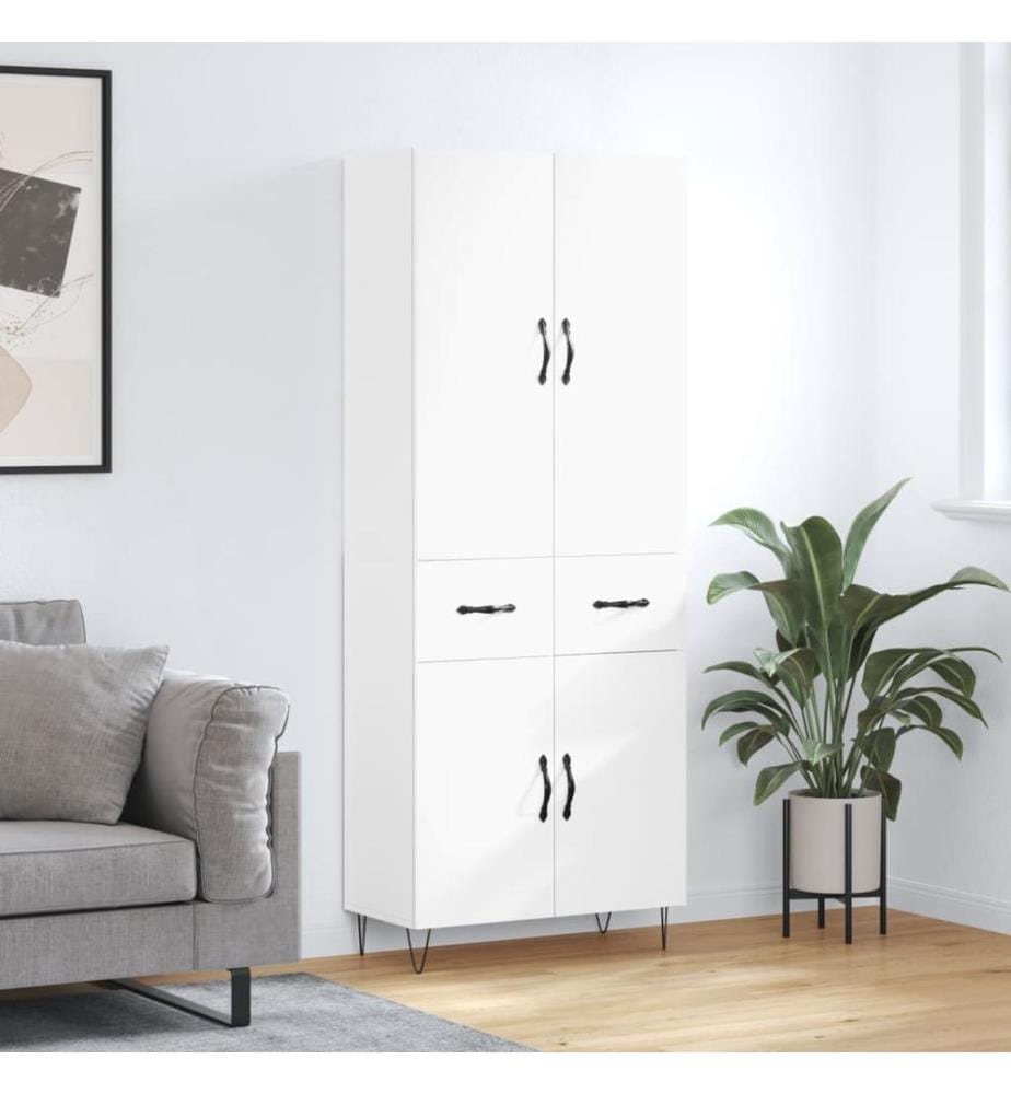 Highboard Weiss 69,5x34x180 cm Holzwerkstoff
