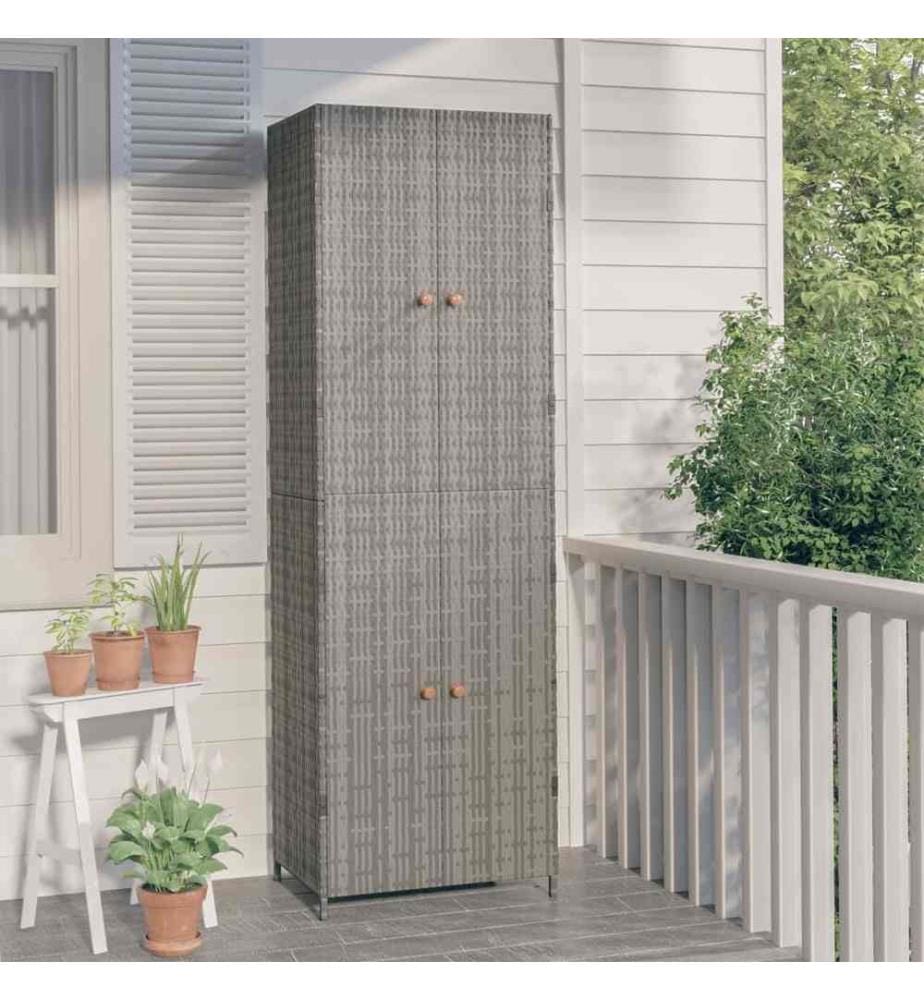 Armoire de rangement jardin Gris 59x40x180 cm Résine tressée
