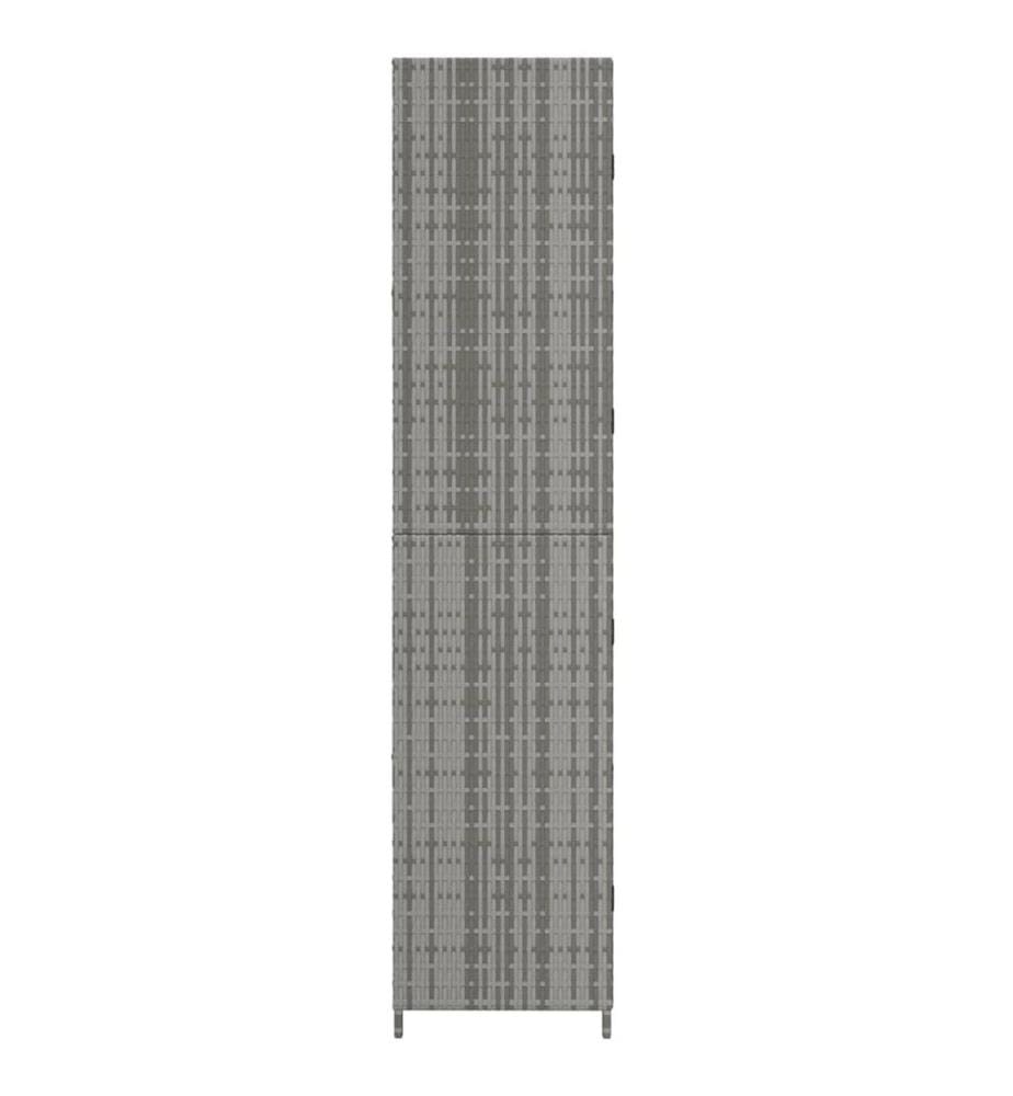 Armoire de rangement jardin Gris 59x40x180 cm Résine tressée
