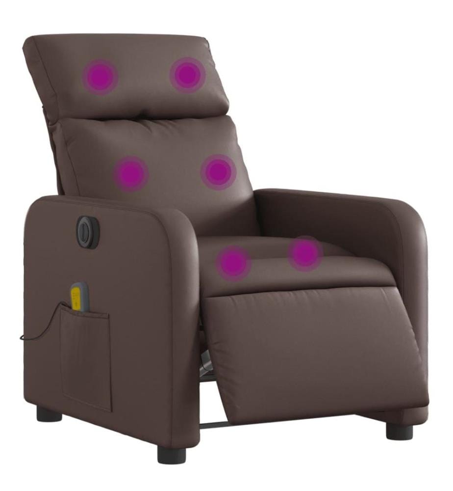 Fauteuil de massage inclinable électrique marron similicuir