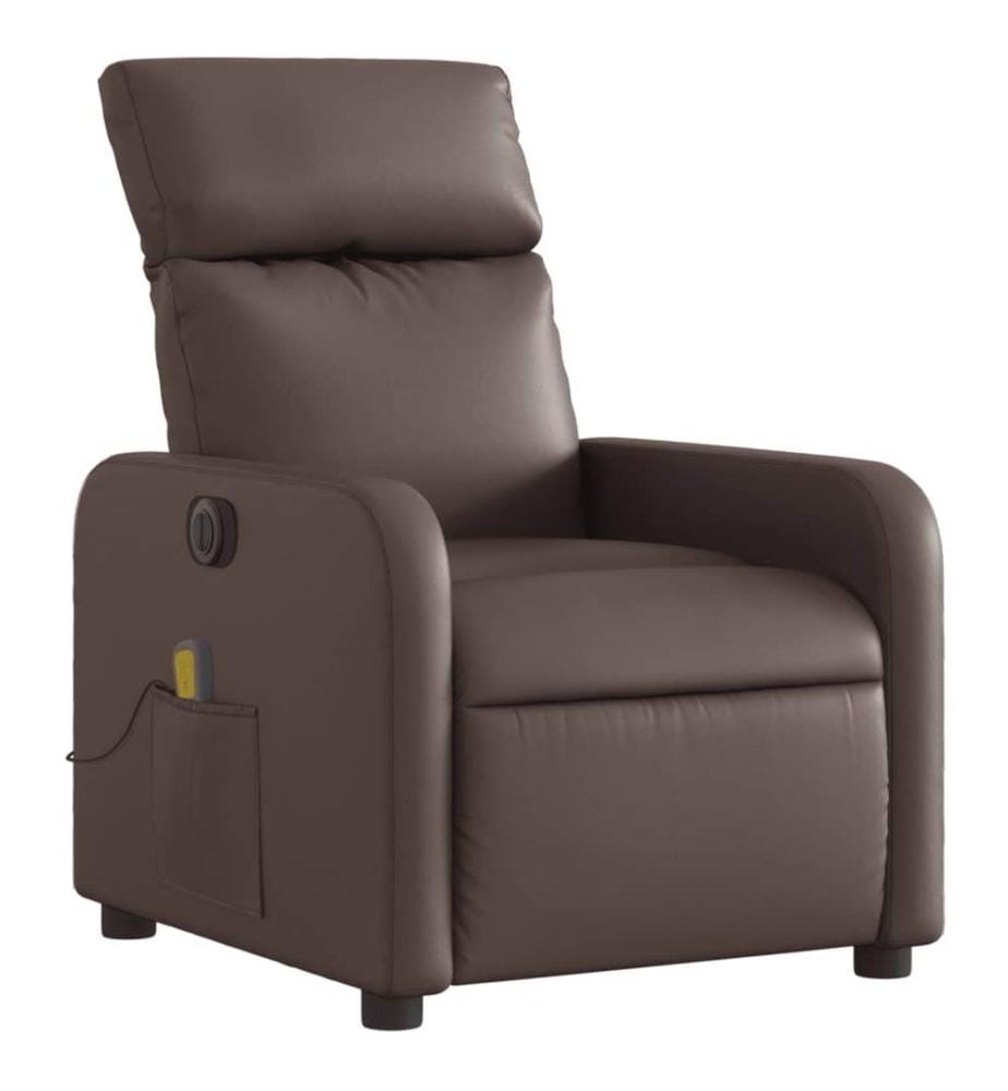 Fauteuil de massage inclinable électrique marron similicuir