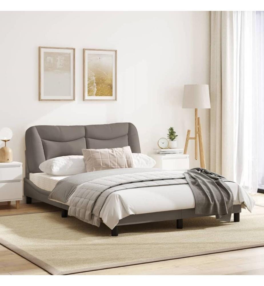 Bettgestell mit Kopfteil Taupe 120x200 cm Stoff