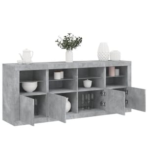 Sideboard mit LED-Leuchten Betongrau 163x37x67 cm