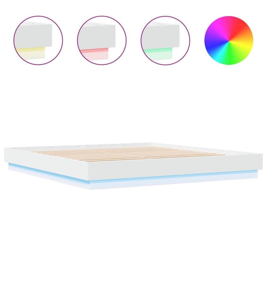 Bettgestell mit LED Weiss 180x200 cm
