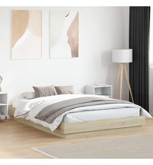 Bettgestell mit LED Sonoma-Eiche 120x200 cm