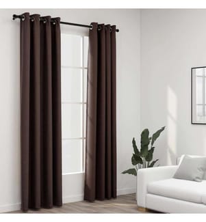 Rideaux occultants Aspect lin avec oeillets 2pcs Taupe 140x225cm