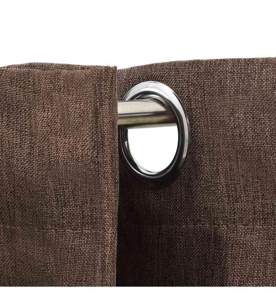 Rideaux occultants Aspect lin avec oeillets 2pcs Taupe 140x225cm