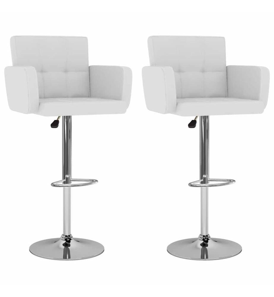 Barhocker 2 Stk. Weiss Kunstleder