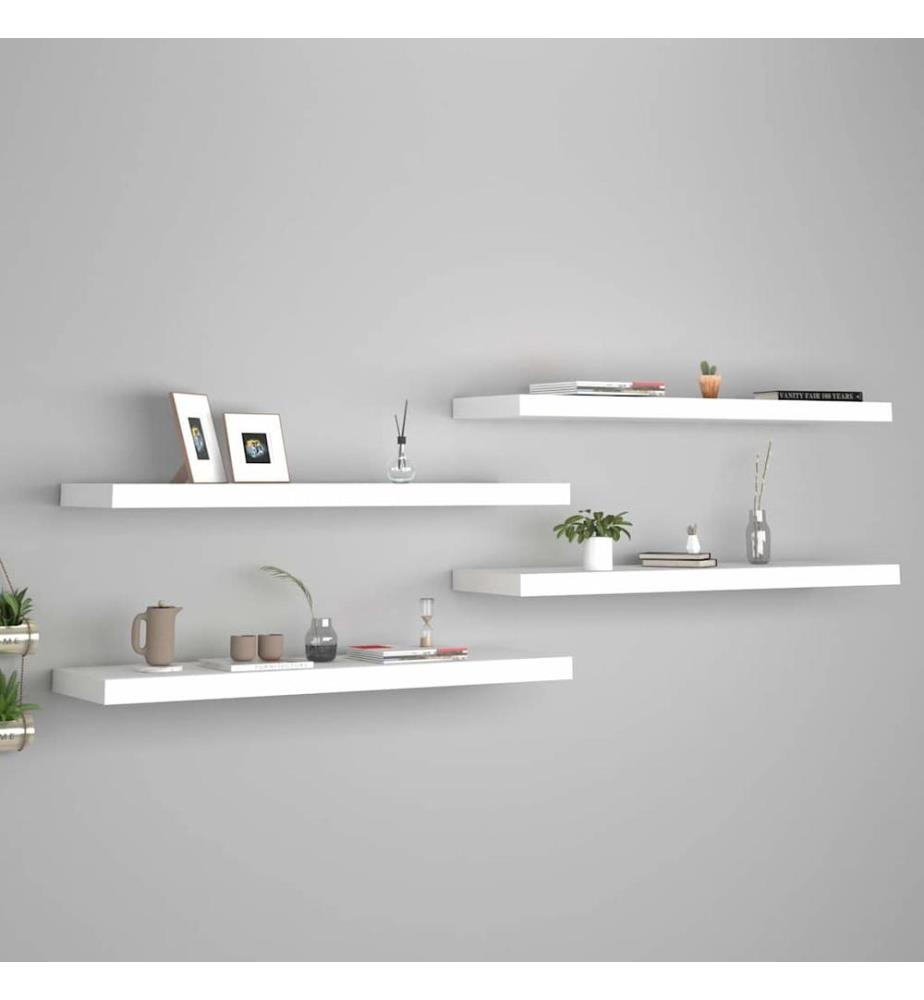 Schweberegale 4 Stk. Weiss 90x23,5x3,8 cm MDF