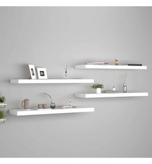 Schweberegale 4 Stk. Weiss 90x23,5x3,8 cm MDF