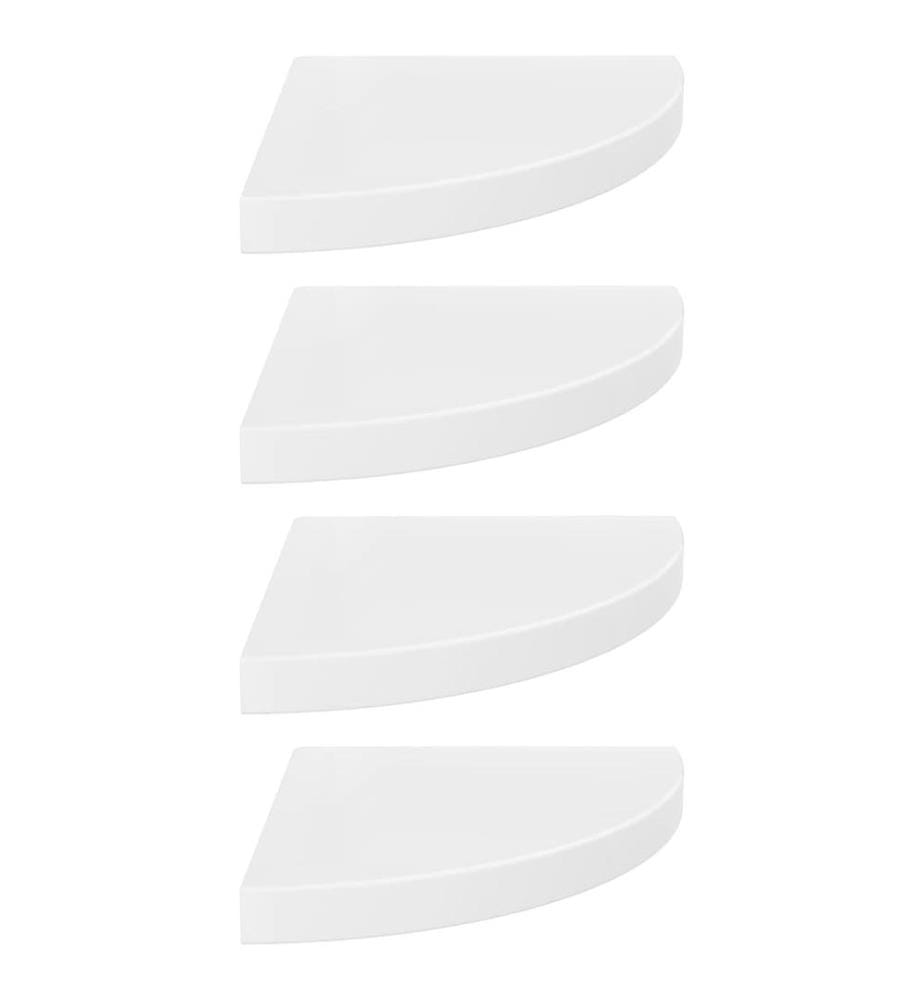 Eck-Schweberegale 4 Stk. Hochglanz-Weiss 35x35x3,8 cm MDF