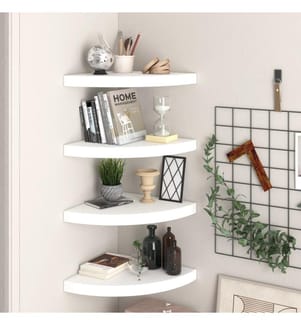 Eck-Schweberegale 4 Stk. Weiss 35x35x3,8 cm MDF