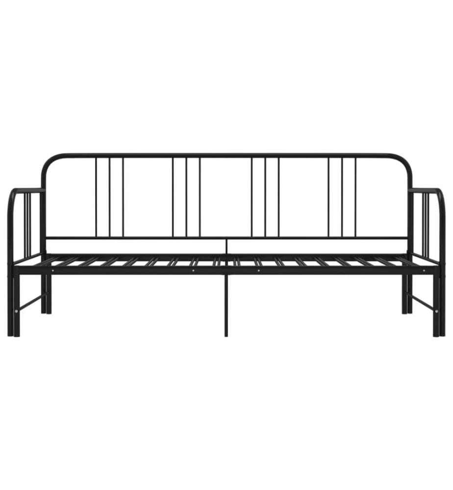 Ausziehsofa Bettgestell Schwarz Metall 90x200 cm