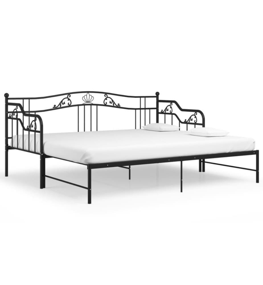 Ausziehsofa Bettgestell Schwarz Metall 90x200 cm