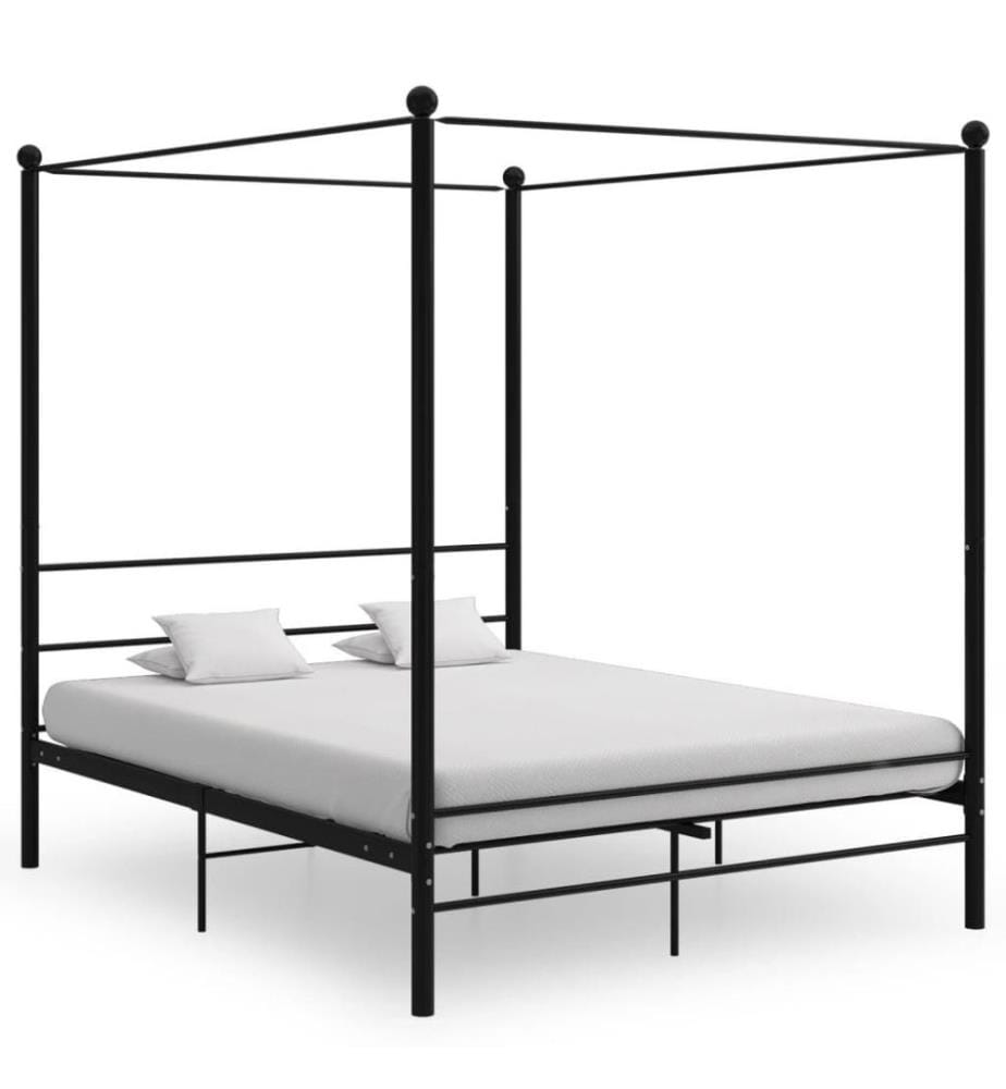 Himmelbett Schwarz Metall 160x200 cm