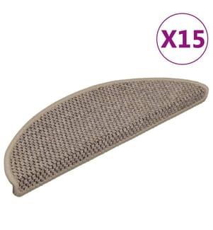 Tapis d'escalier autocollants 15 pcs 56x17x3 cm Beige foncé