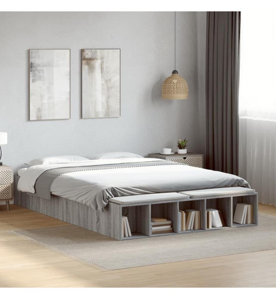 Cadre de lit sans matelas sonoma gris 140x200 cm