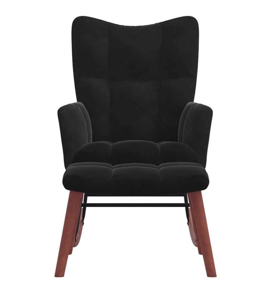 Chaise à bascule avec repose-pied Noir Velours