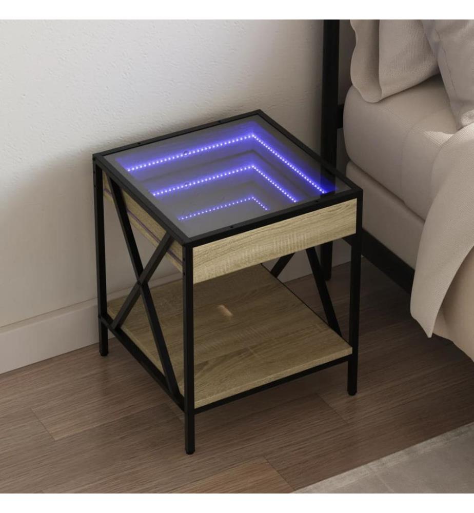 Nachttisch mit Infinity-LED Sonoma-Eiche 40x40x49 cm