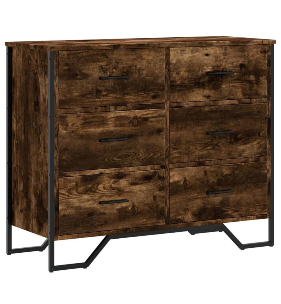 Commode chêne fumé 91x35,5x74,5 cm bois d'ingénierie