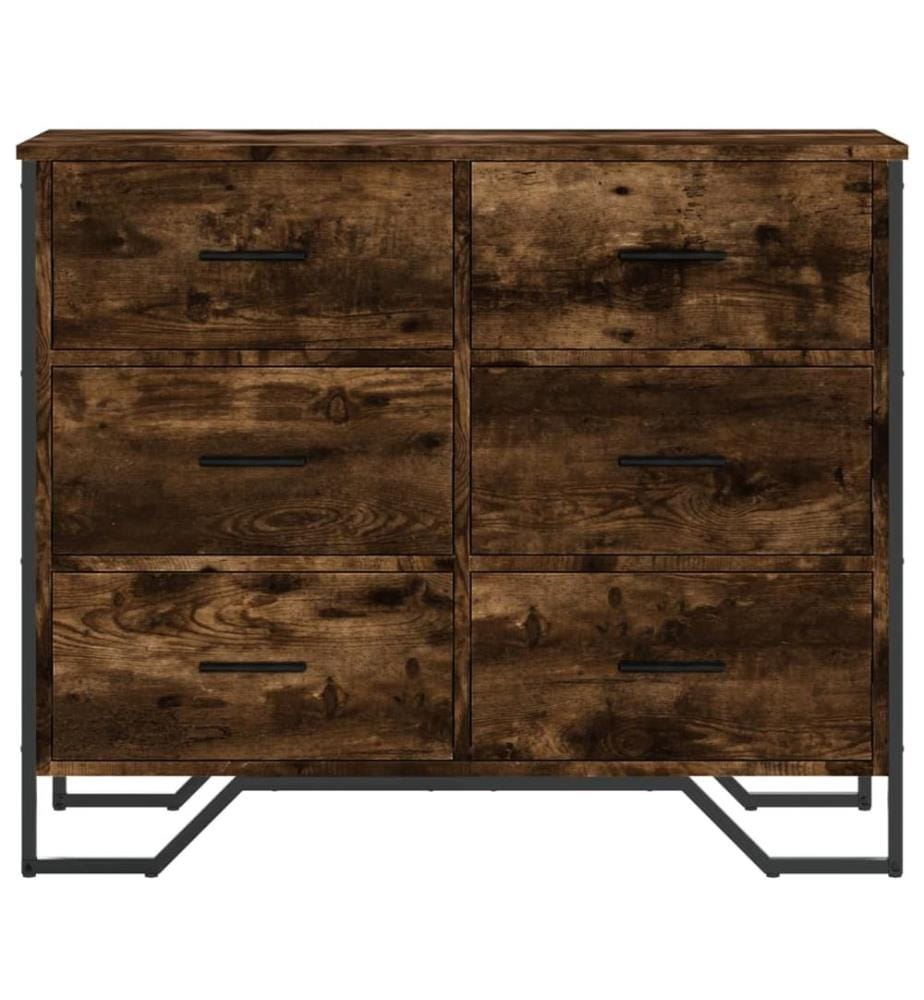 Commode chêne fumé 91x35,5x74,5 cm bois d'ingénierie