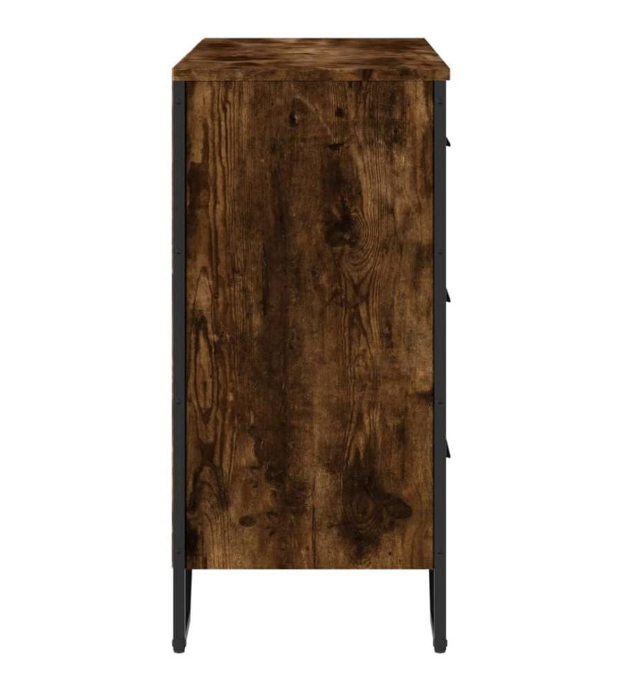 Commode chêne fumé 91x35,5x74,5 cm bois d'ingénierie