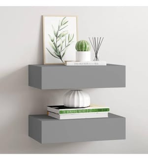 Wandregale mit Schubladen 2 Stk. Grau 40x23,5x10 cm MDF