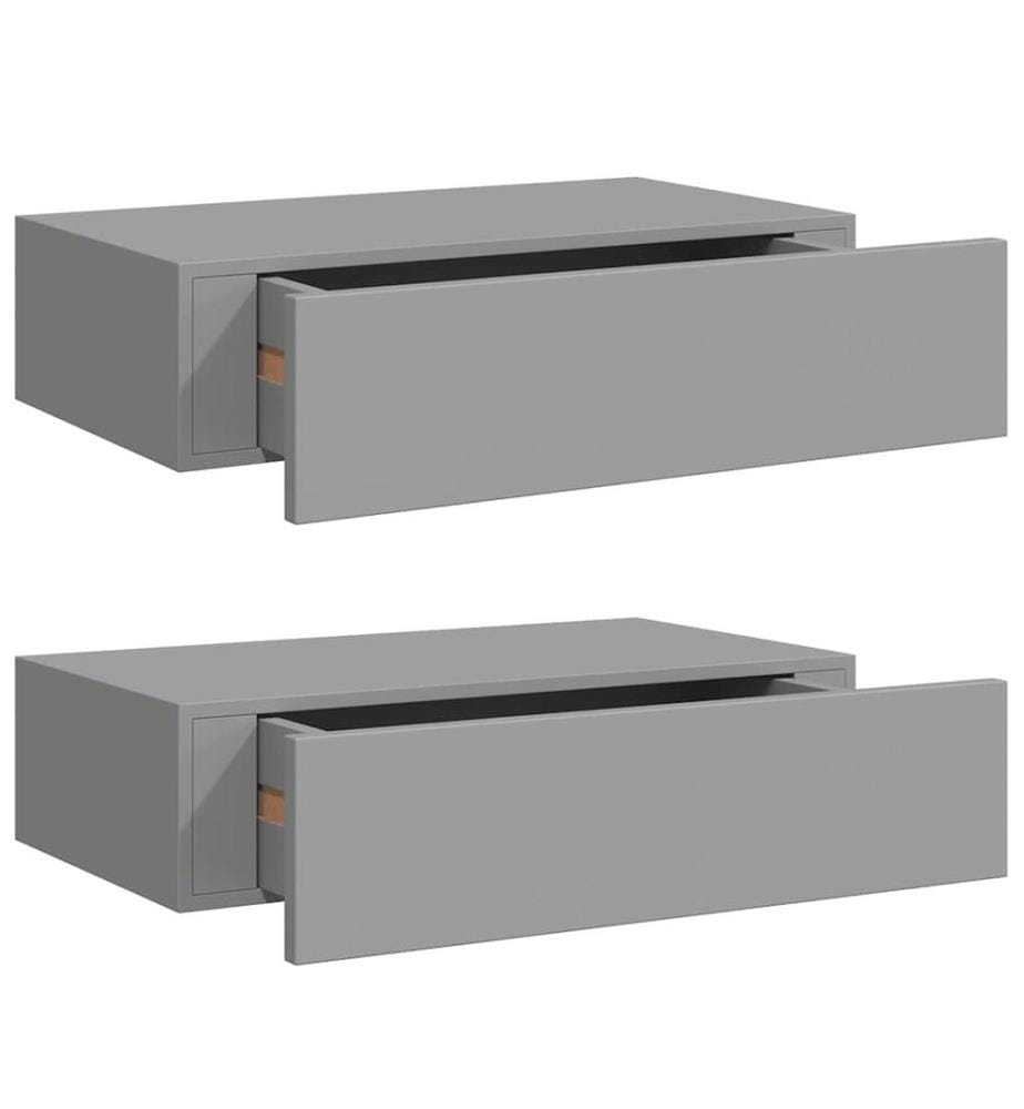 Wandregale mit Schubladen 2 Stk. Grau 40x23,5x10 cm MDF