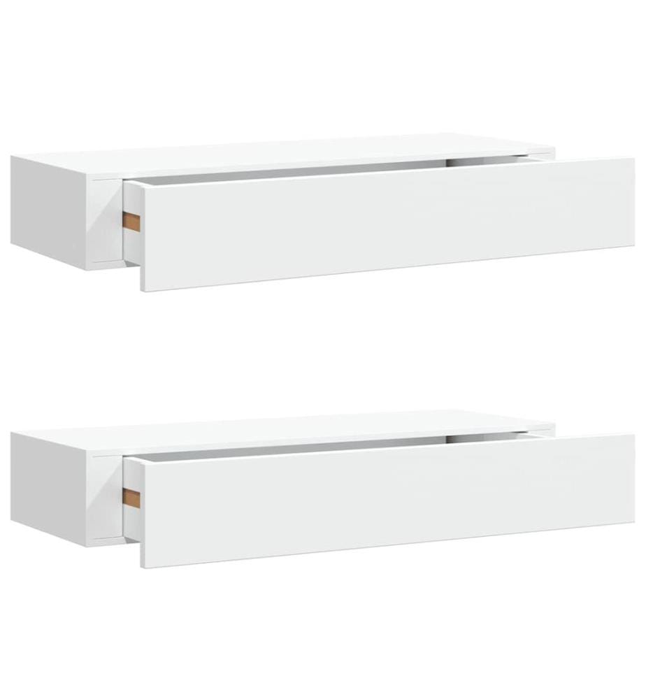 Wandregale mit Schubladen 2 Stk. Weiss 60x23,5x10 cm MDF