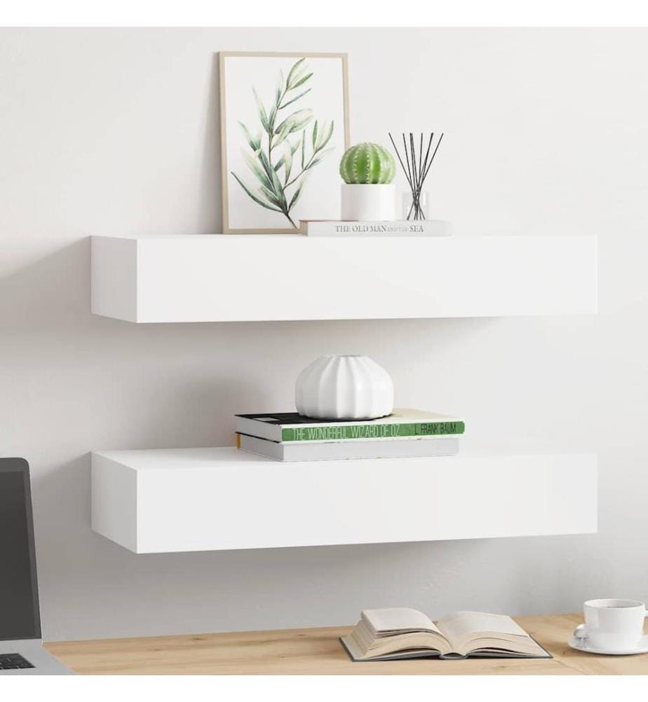 Wandregale mit Schubladen 2 Stk. Weiss 60x23,5x10 cm MDF