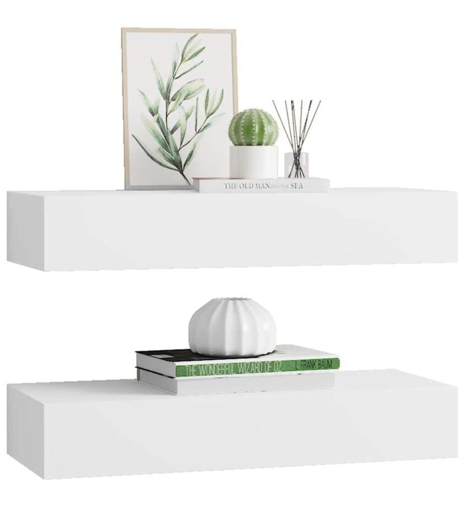 Wandregale mit Schubladen 2 Stk. Weiss 60x23,5x10 cm MDF