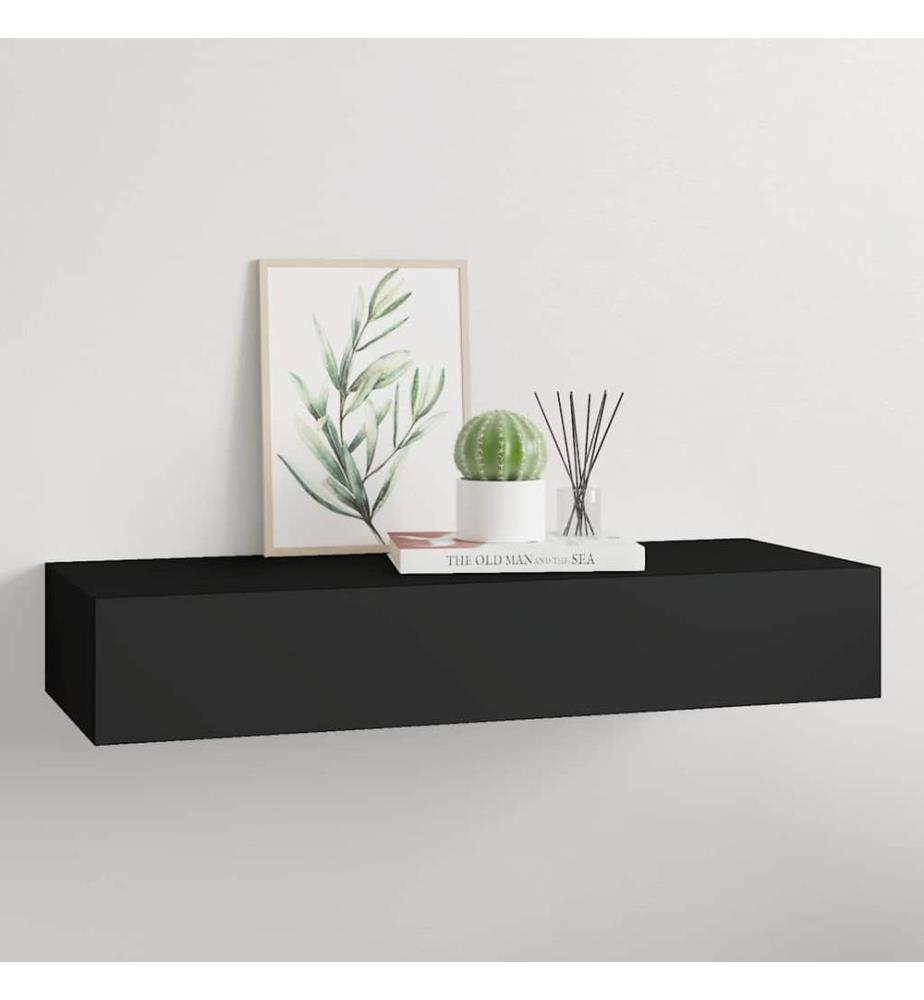 Wandregal mit Schublade Schwarz 60x23,5x10 cm MDF