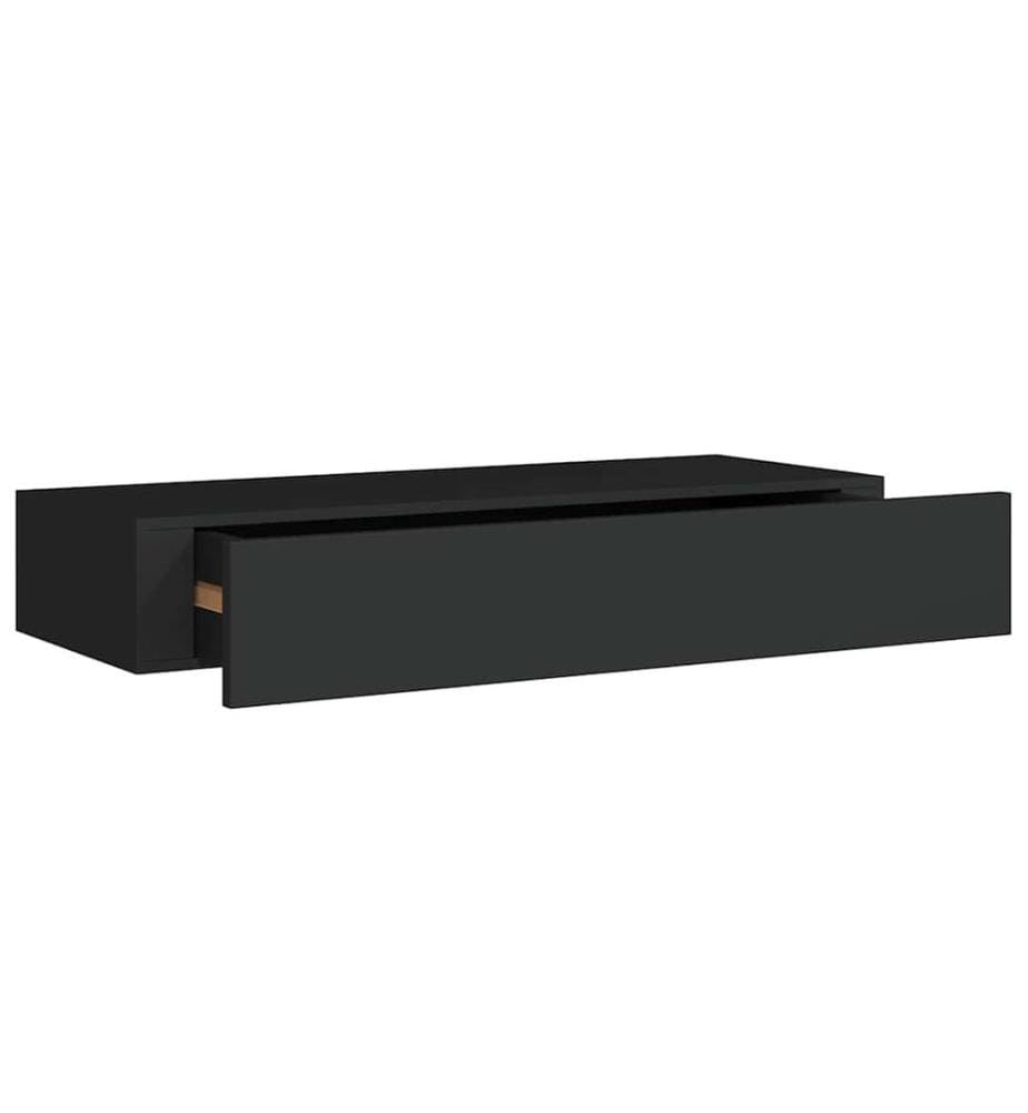Wandregal mit Schublade Schwarz 60x23,5x10 cm MDF
