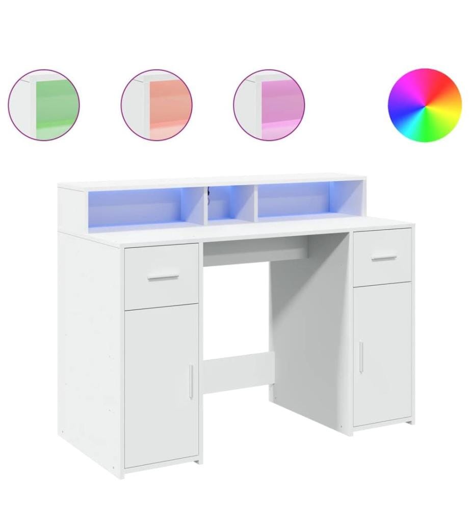 LED-Schreibtisch Weiss 120x55x91 cm Holzwerkstoff