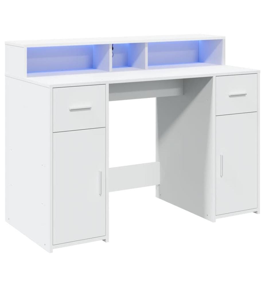 LED-Schreibtisch Weiss 120x55x91 cm Holzwerkstoff