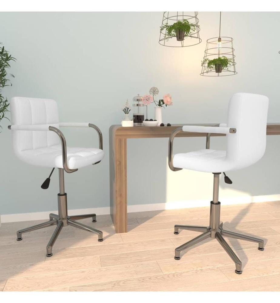 Esszimmerstühle 2 Stk. Drehbar Weiss Kunstleder