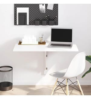 Table murale pliable Blanc brillant 100x60x56cm Bois ingénierie